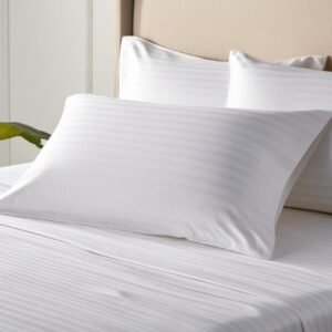 AMUM ROYAL | 300TC | 1 CM Striped Bedsheet | 100% COTTON | King Size